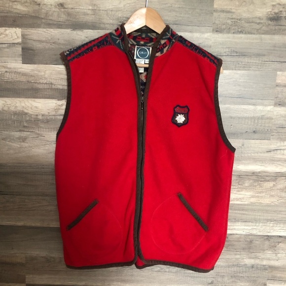 Orly Cottagecore Red Fleece Fair Isle Vest Large - Picture 2 of 11